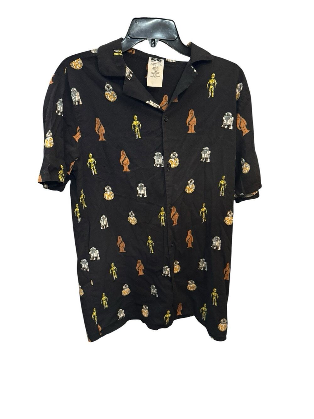 Disney Star Wars Greatest in the Galaxy Camp Button Down Shirt-C-3PO R2D2 Medium
